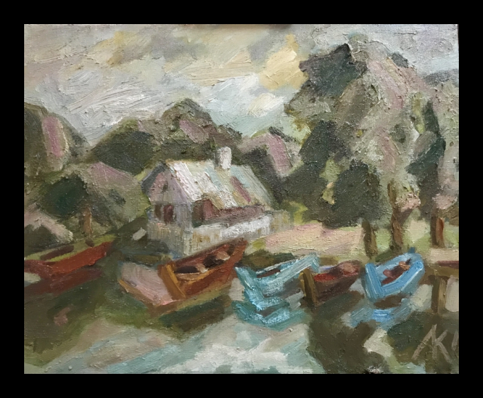 Картина "Лодки на р.Трубеж" 2017