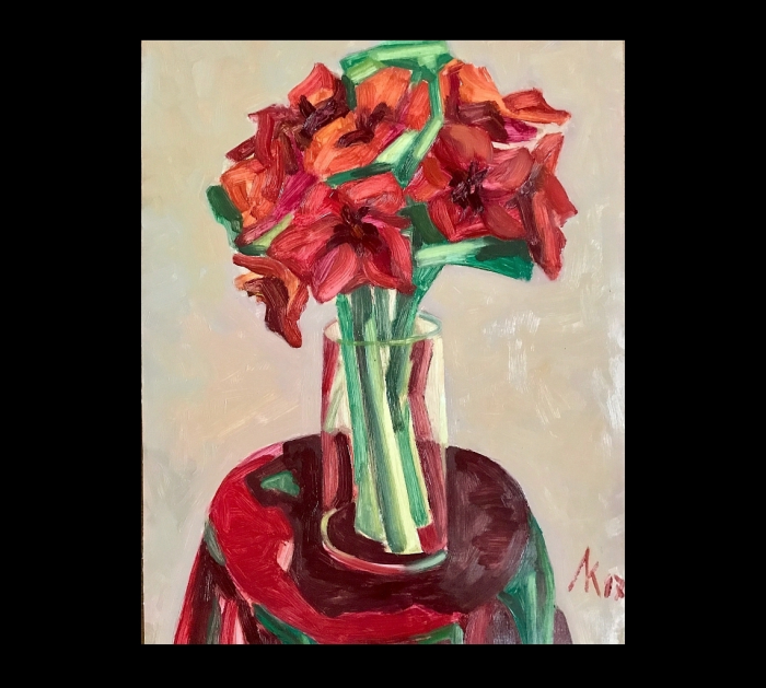 Картина "Красные цветы" 2017